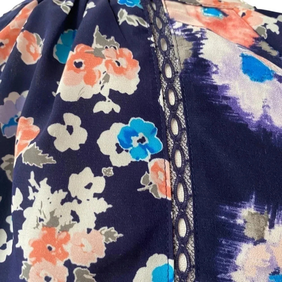 Rebecca Taylor Designer Navy Floral Lace Blouse Long Sleeve Size 2 - Picture 11 of 14